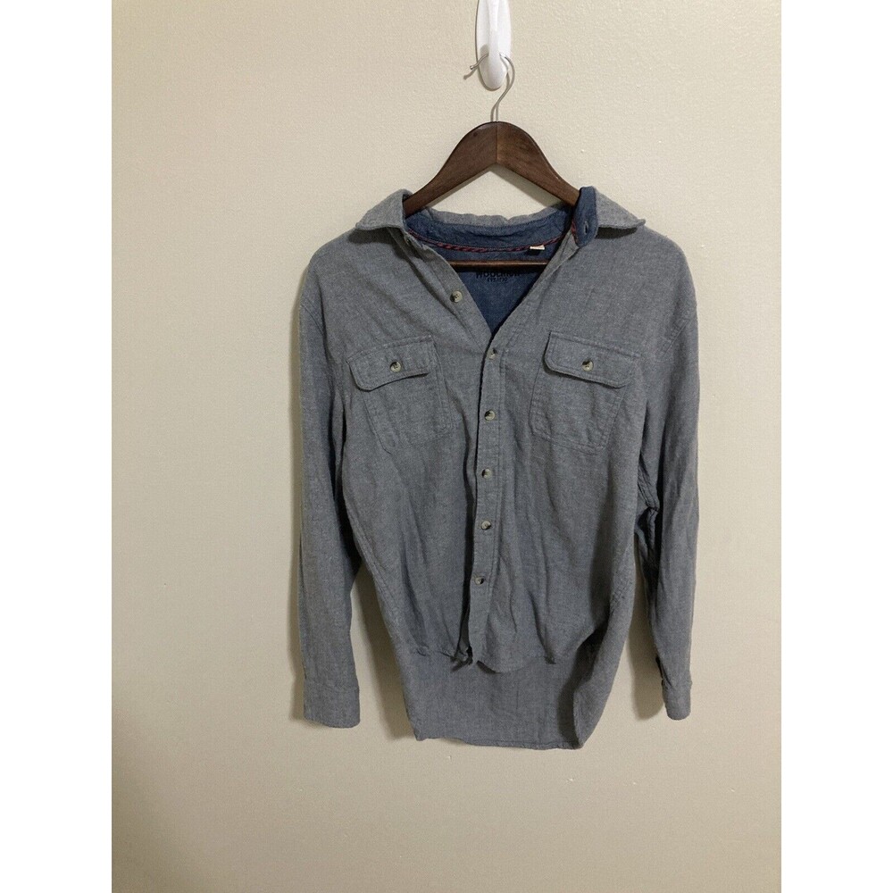 Woolrich Men’s Button Up Medium Grey 100% Cotton Pockets Machine Wash